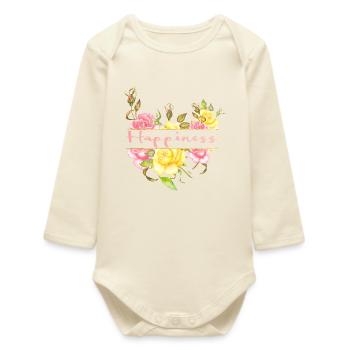 Happiness - Baby Organic Long-Sleeved Bodysuit - soft Ecru - Front