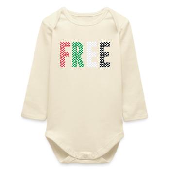 free Palestine - Baby Organic Long-Sleeved Bodysuit - soft Ecru - Front