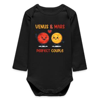 Conception d'amour du couple parfait Vénus et Mars - Body bébé manches longues biologique - noir - Devant