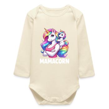 Maman Licorne Mamacorn Mère Fille Dadacorn - Body bébé manches longues biologique - écru doux - Devant