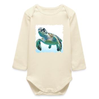 Tortues sous-marines en gros plan - Body bébé manches longues biologique - écru doux - Devant
