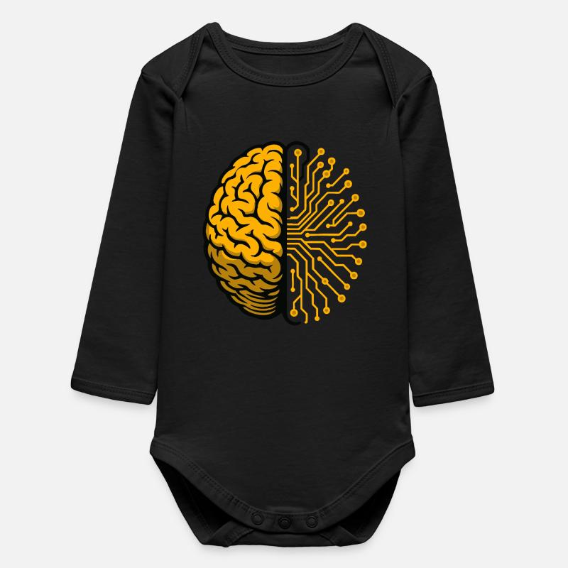 Brain and Circuits AI - Baby Organic Long-Sleeved Bodysuit - black