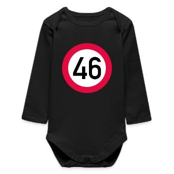 46e anniversaire Attention ! Panneau de signalisation 46 Km/h - Body bébé manches longues biologique - noir - Devant