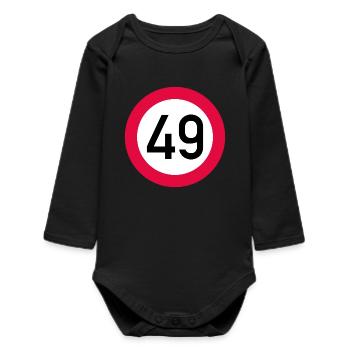 49e anniversaire Attention ! Panneau de signalisation 49 km/h - Body bébé manches longues biologique - noir - Devant
