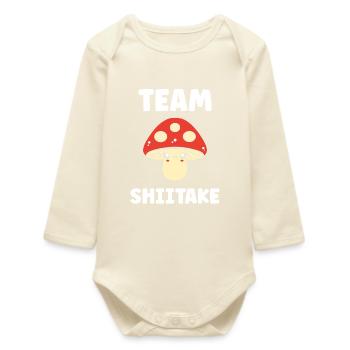 Team Shiitake Kawaii Mushroom - Baby Organic Long-Sleeved Bodysuit - soft Ecru - Front