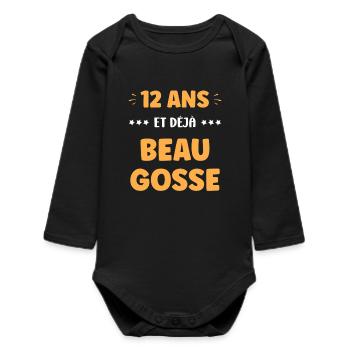 Handsome 12 year old - Baby Organic Long-Sleeved Bodysuit - black - Front