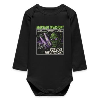 Mars Invasion Alien Movie Poster Halloween - Baby Organic Long-Sleeved Bodysuit - black - Front