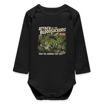 Blutsauger greifen Mücken an Filmplakat Vintage - Baby Organic Langarmbody - Schwarz - Vorne