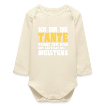 Tante motif familial - Body bébé manches longues biologique - écru doux - Devant