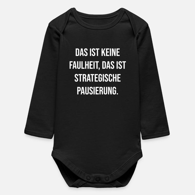 Strategic Break Typography - Baby Organic Long-Sleeved Bodysuit - black