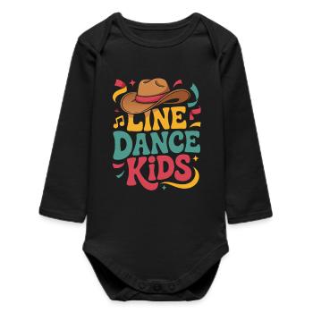 Line Dance Kids Cowboy Shirt - Baby Organic Langarmbody - Schwarz - Vorne