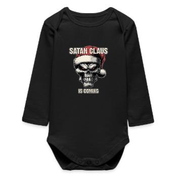 Skull with Santa hat - Baby Organic Long-Sleeved Bodysuit - black - Front