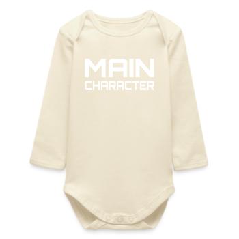 Main Character Gaming Saying - Baby Organic Long-Sleeved Bodysuit - soft Ecru - Front