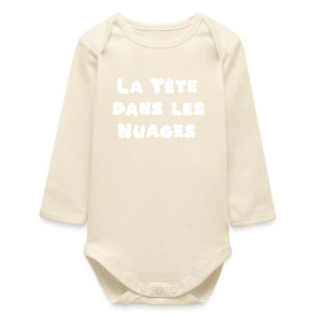 HEAD IN THE CLOUDS! - Baby Organic Long-Sleeved Bodysuit - soft Ecru - Front