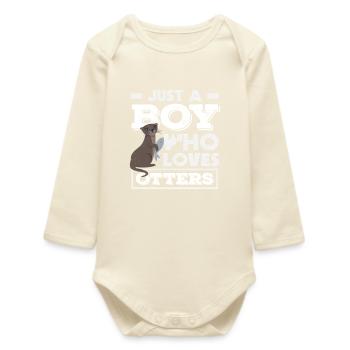 Loutre de mer dessin animé garçon aime loutre graphique - Body bébé manches longues biologique - écru doux - Devant