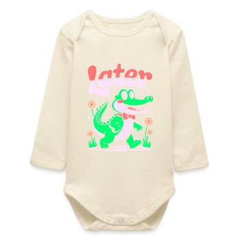 See You Later Aligator - Alligator Retro-Design - Baby Organic Langarmbody - Natur - Vorne