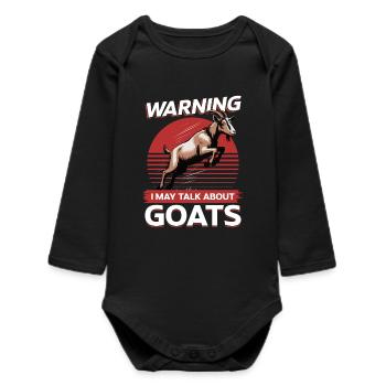 Funny Farm Animal Goat - Baby Organic Long-Sleeved Bodysuit - black - Front