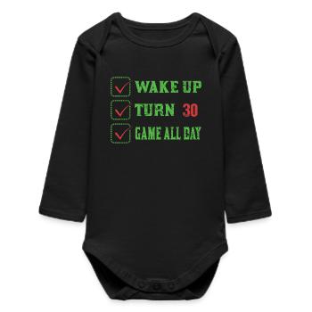 Wake Up to 30: Play All Day - Baby Organic Long-Sleeved Bodysuit - black - Front