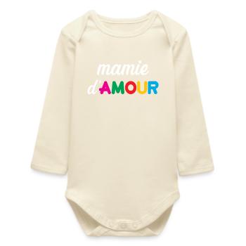 Granny of Love - Baby Organic Long-Sleeved Bodysuit - soft Ecru - Front