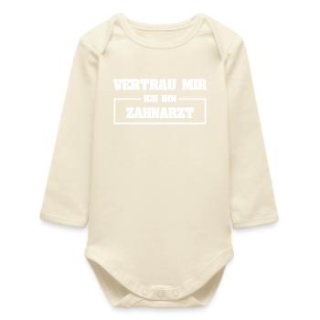 Funny Dentist - Baby Organic Long-Sleeved Bodysuit - soft Ecru - Front