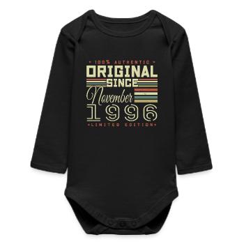 Birthday Gift November 1996 - Baby Organic Long-Sleeved Bodysuit - black - Front