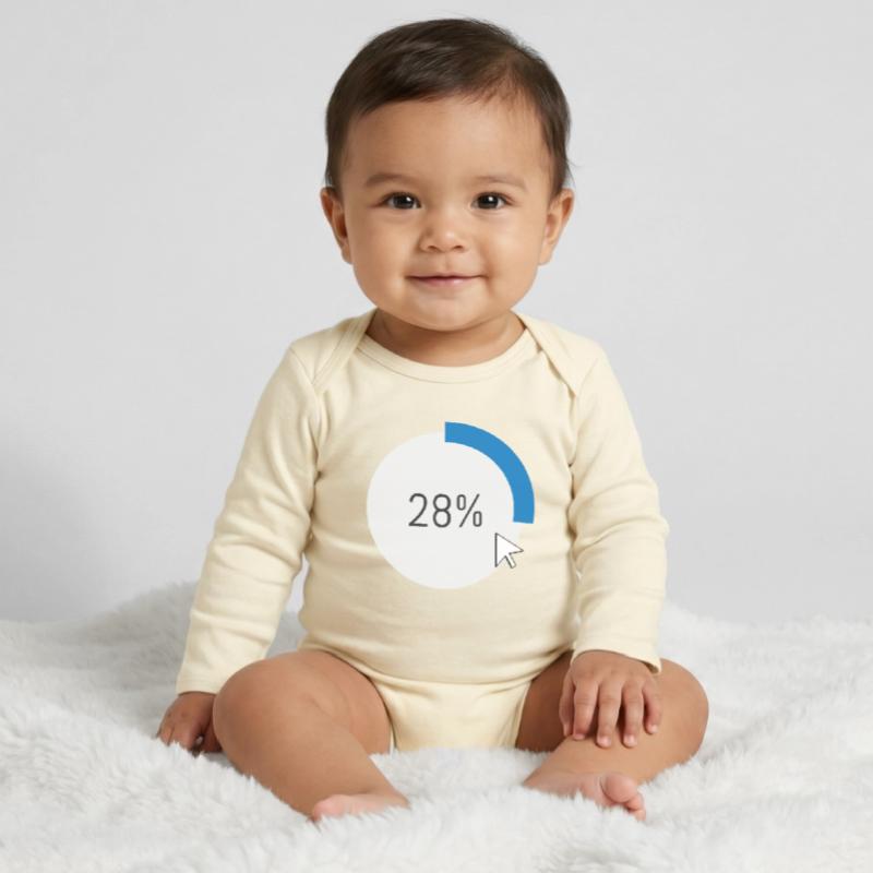 Blue Progress Ring IT Software PC Computer Baby Organic Long-Sleeved Bodysuit
