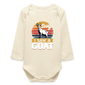 Funny Farm Animal Goat - Baby Organic Long-Sleeved Bodysuit - soft Ecru - Front