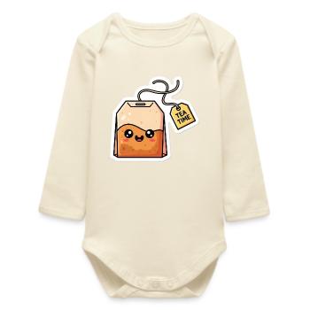 Sachets de thé kawaii L’heure du thé - Body bébé manches longues biologique - écru doux - Devant