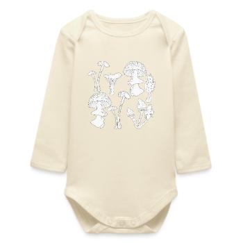 Mushroom picking autumn - Baby Organic Long-Sleeved Bodysuit - soft Ecru - Front