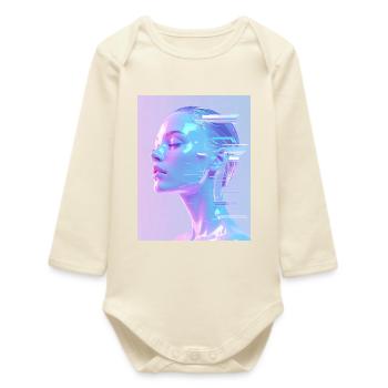 Holographic Glitch Portrait - Baby Organic Long-Sleeved Bodysuit - soft Ecru - Front