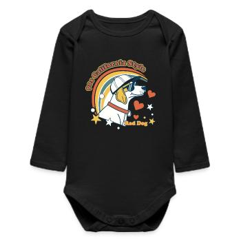 90er Jahre California Rad Hund - Baby Organic Langarmbody - Schwarz - Vorne