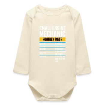 Men's Funny Vintage Small Engine Repair Mechanic - Baby Organic Long-Sleeved Bodysuit - soft Ecru - Front