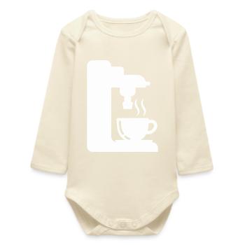Espresso Machine Outline Coffee Illustration - Baby Organic Long-Sleeved Bodysuit - soft Ecru - Front