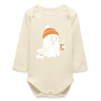 Fantôme douillet avec bonnet - Body bébé manches longues biologique - écru doux - Devant