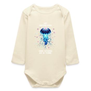 XP Grind: One Stitch at a Time | Jellyfish - Baby Organic Long-Sleeved Bodysuit - soft Ecru - Front