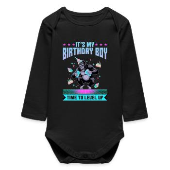 Birthday Gamer VR - Baby Organic Long-Sleeved Bodysuit - black - Front