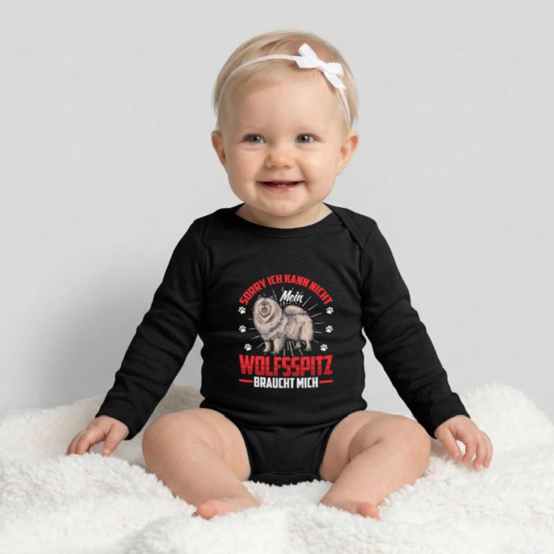 Wolfspitz needs me German Wolfspitz Baby Organic Long-Sleeved Bodysuit