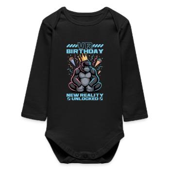 Birthday Gamer VR - Baby Organic Long-Sleeved Bodysuit - black - Front