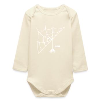 Spider - BOO Lustiges Spinnen Motiv für Halloween - Baby Organic Long-Sleeved Bodysuit - soft Ecru - Front