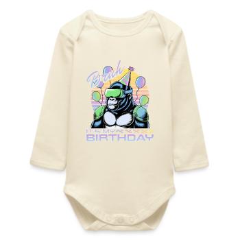 Birthday Gamer VR - Baby Organic Long-Sleeved Bodysuit - soft Ecru - Front