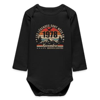 Awesome since November 1978 | November 1978 - Baby Organic Long-Sleeved Bodysuit - black - Front