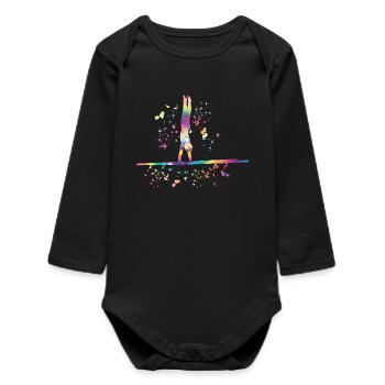 Gymnastics Parallel Bars Artistic Gymnastics - Baby Organic Long-Sleeved Bodysuit - black - Front
