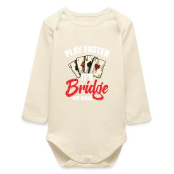 Jouez plus vite, c'est du bridge, pas des échecs - Body bébé manches longues biologique - écru doux - Devant