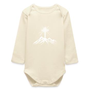 Christian Cross Mountain - Baby Organic Long-Sleeved Bodysuit - soft Ecru - Front