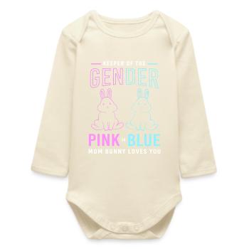 Expectant Mom Easter Gender Reveal - Baby Organic Long-Sleeved Bodysuit - soft Ecru - Front