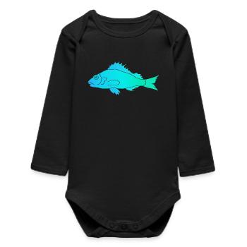 Fish with a serrated fin - Baby Organic Long-Sleeved Bodysuit - black - Front