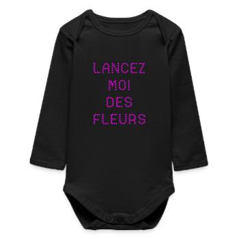 WIRF BLUMEN NACH MIR! - Baby Organic Langarmbody - Schwarz - Vorne