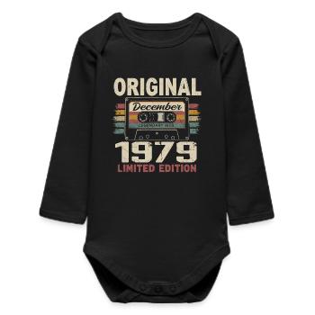 Dezember 1979 Geburtstagsgeschenk - Baby Organic Langarmbody - Schwarz - Vorne
