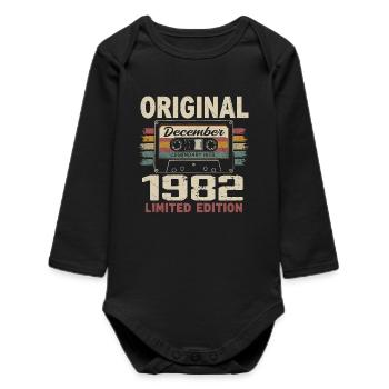 Cadeau D'anniversaire Décembre 1982 - Body bébé manches longues biologique - noir - Devant