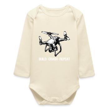 Drohne Build Crash Repeat Geschenk - Baby Organic Langarmbody - Natur - Vorne